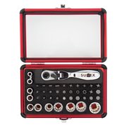 Sunex Â® Tools 1/4 in. Drive 44-Piece Socket and Bit Set with Mini Dual Flex Head Ratchet 9732